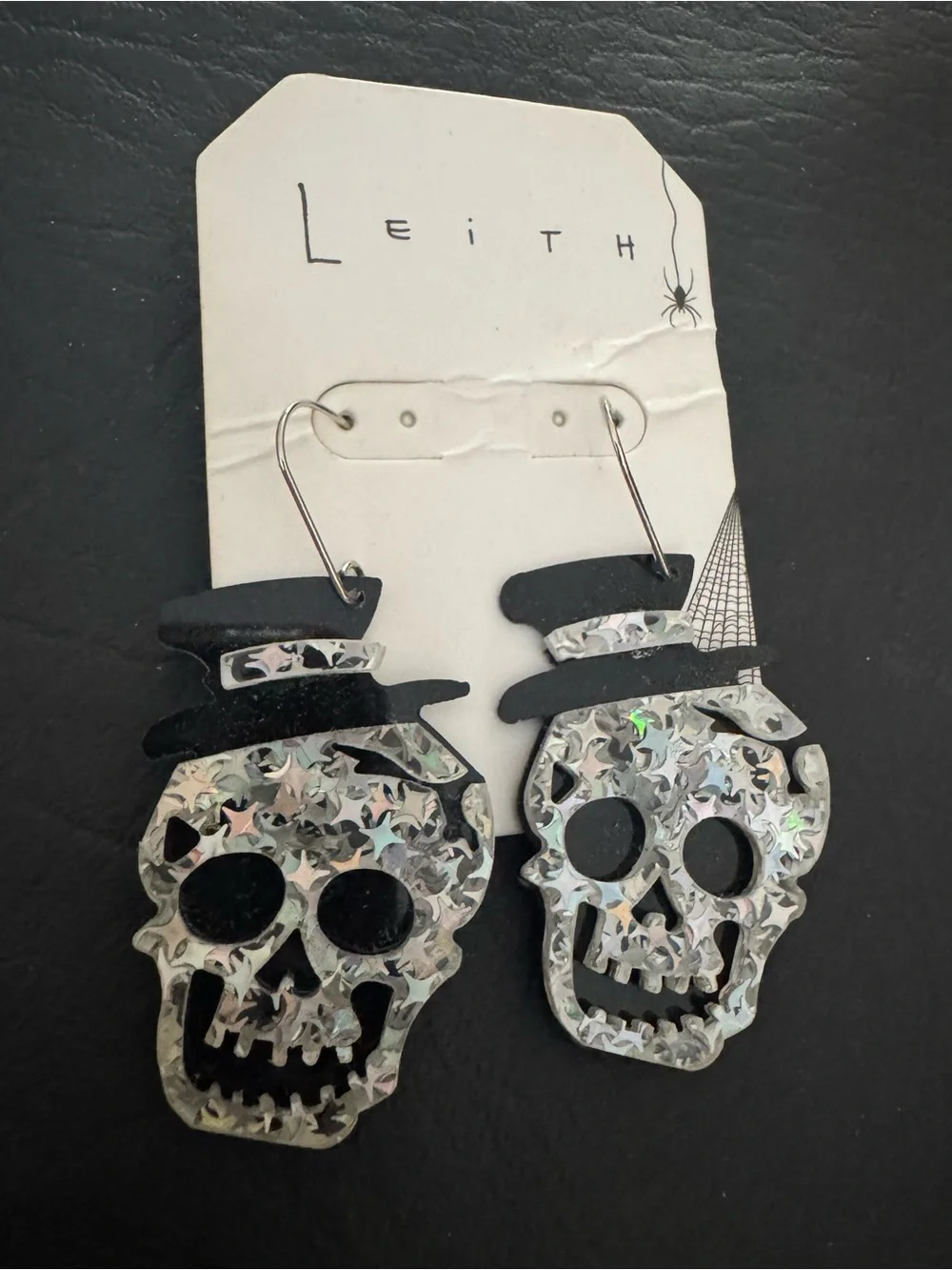 New Leith iridescent skull earrings
